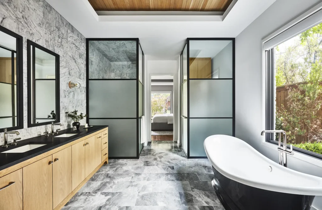 Modern luxury bathroom design for new construction in Dallas