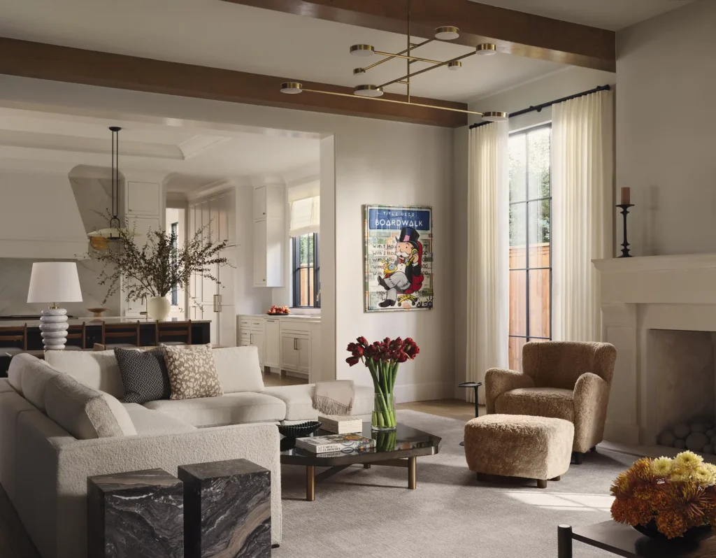 Elegant open-concept living space in luxury Dallas new build