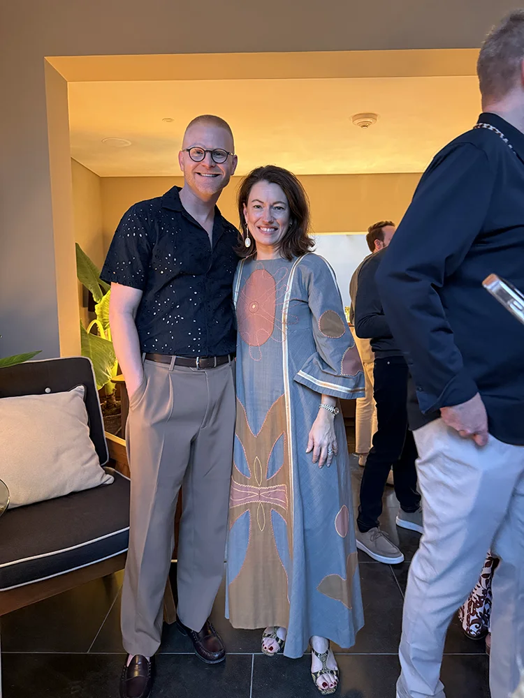 Luxury interior designer Bryan Yates networking with design editors in Cancun