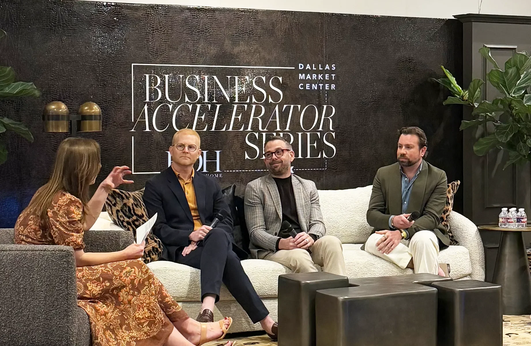 Bryan Yates and Mike Yates speaking at an interior design business strategy panel for Business Of Home