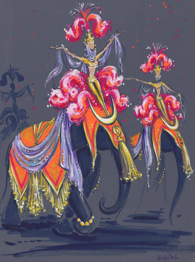 Color illustration featured in Myra Walker’s book “Dreams and Ideas: The Artistry of Costume Designer Winn Morton”