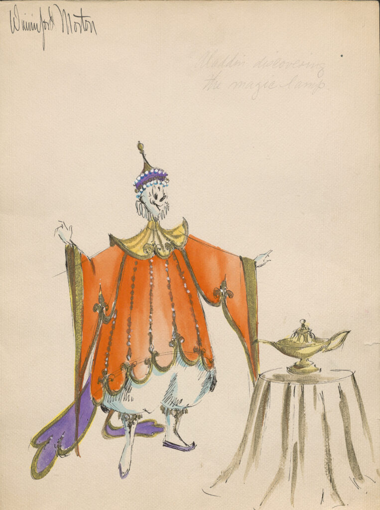 Illustration displayed during Myra Walker book signing for “Dreams and Ideas: The Artistry of Costume Designer Winn Morton”