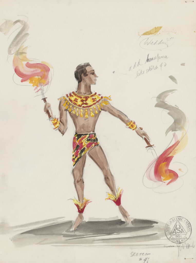 Illustrated page from Myra Walker’s “Dreams and Ideas: The Artistry of Costume Designer Winn Morton”