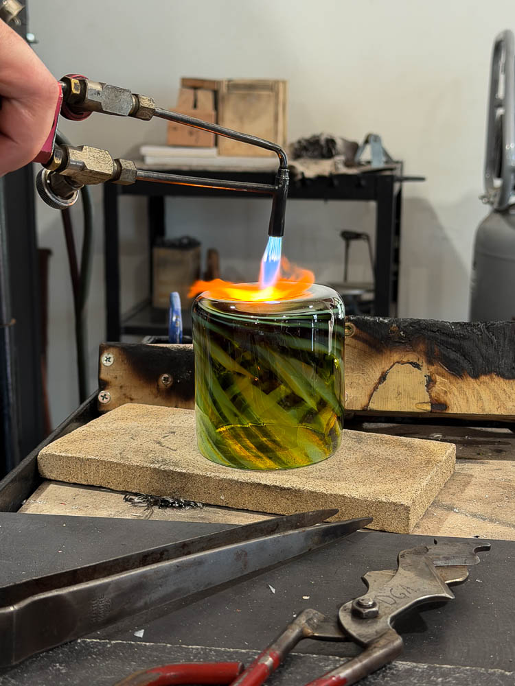 Blowing glass at Dallas Glass Art